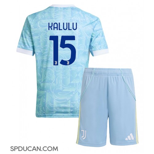 Dječji Nogometni Dres Juventus Pierre Kalulu #15 Gostujuci 2025-26 Kratak Rukav (+ Kratke hlače)